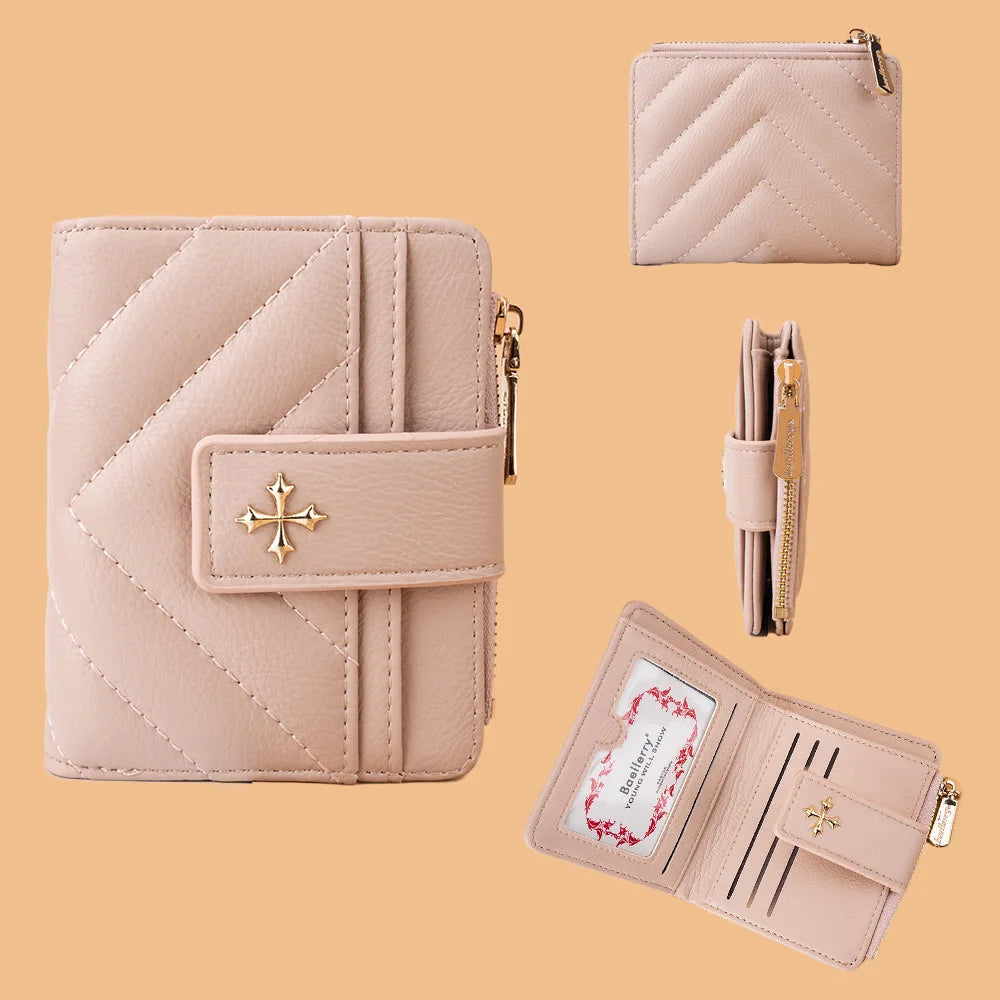 Quilted Emblem Mini Wallet