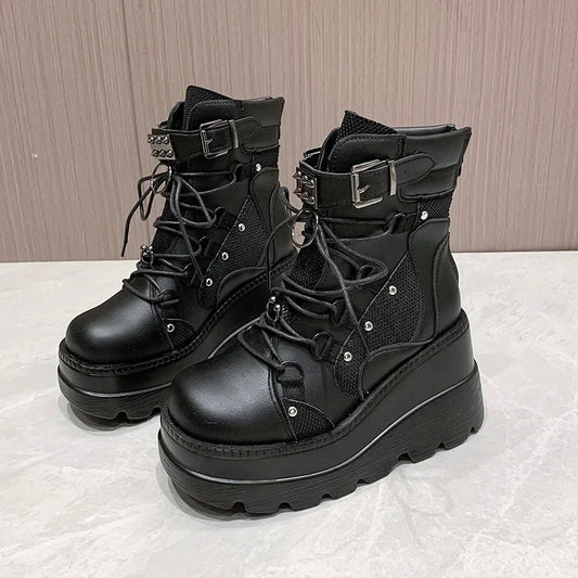 Punk-Gothic Platform Ankle Boots
