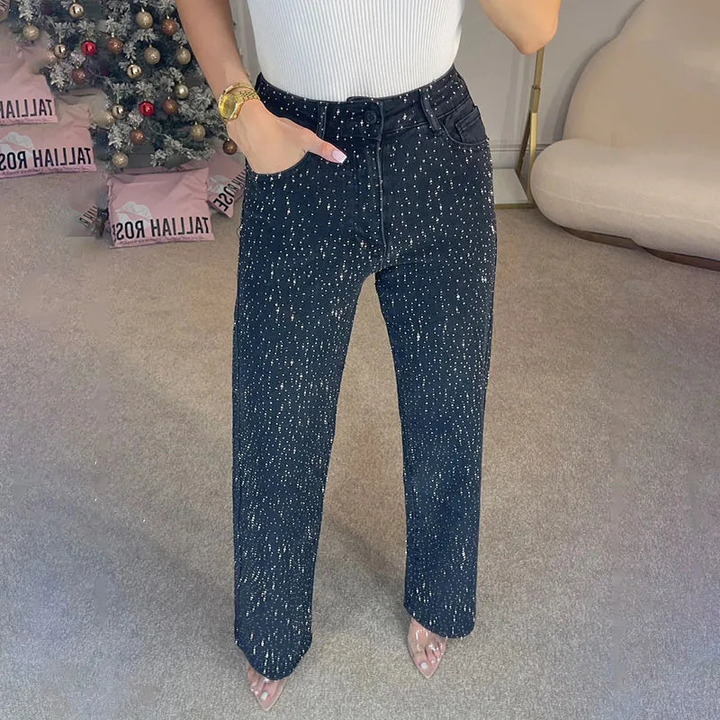 Rhinestone Denim Pants