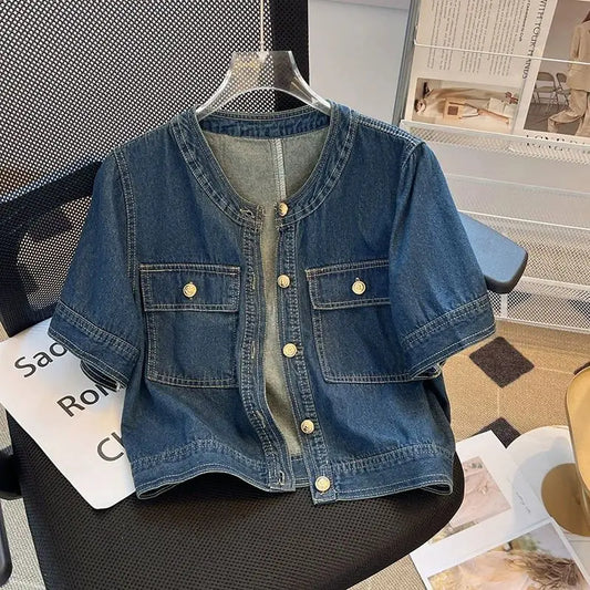 Streetwear Women’s Denim Cropped Jacket 