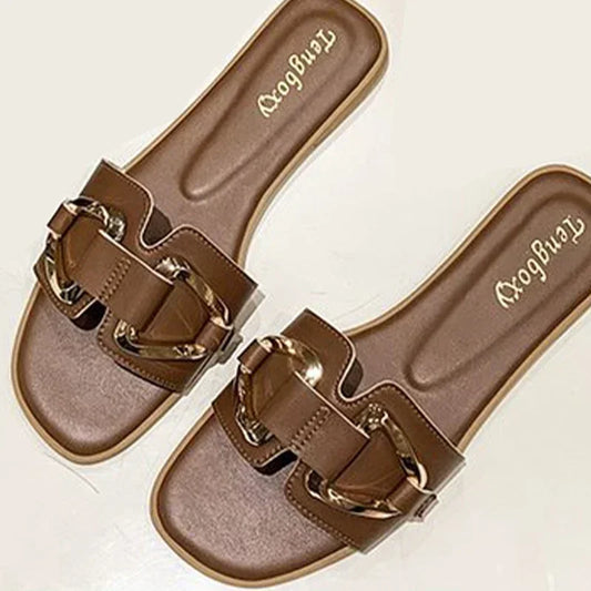 Buckle Accent Flat Sandals