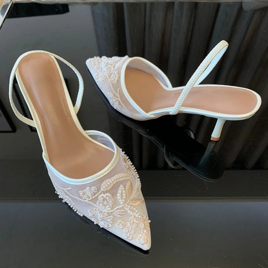 Elegant Floral Slingback Heels