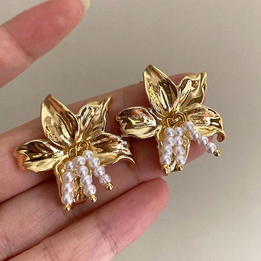 Textured Floral Statement Earrings