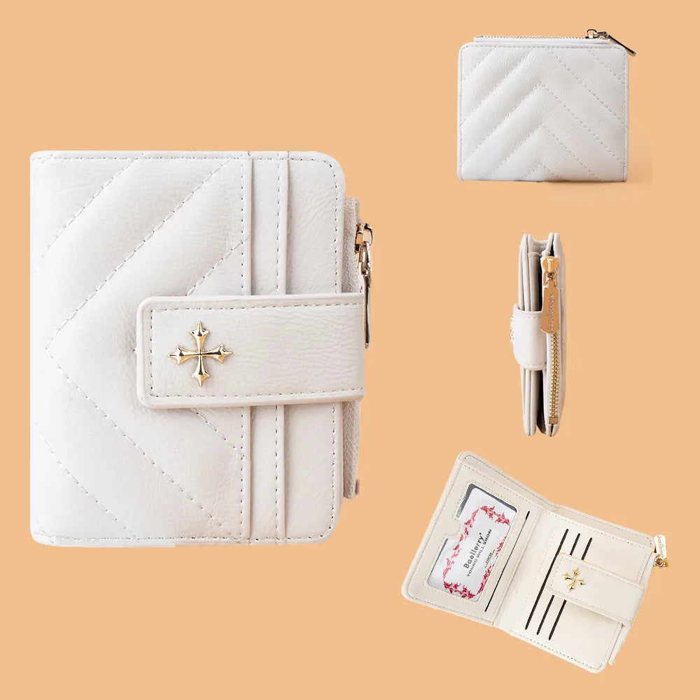 Quilted Emblem Mini Wallet
