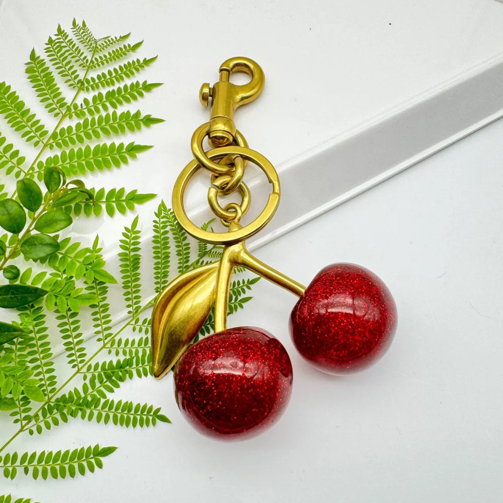 Red Cherry Pendant Keychain 