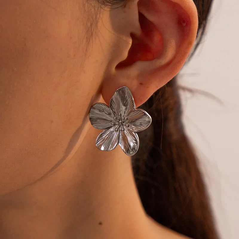 Textured Floral Statement Earrings