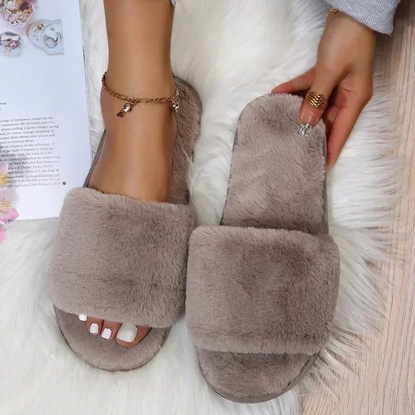Plush Open-Toe Slippers