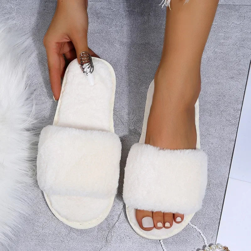 Plush Open-Toe Slippers