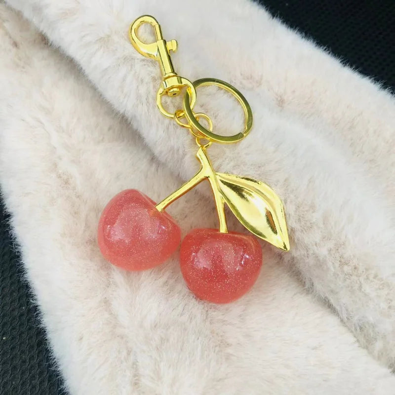 Red Cherry Pendant Keychain 