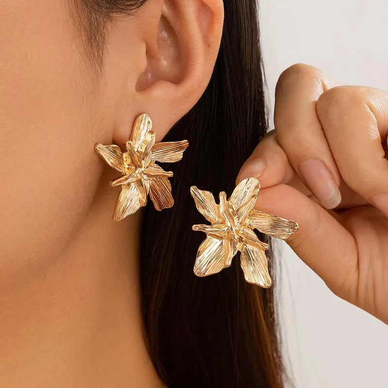 Textured Floral Statement Earrings
