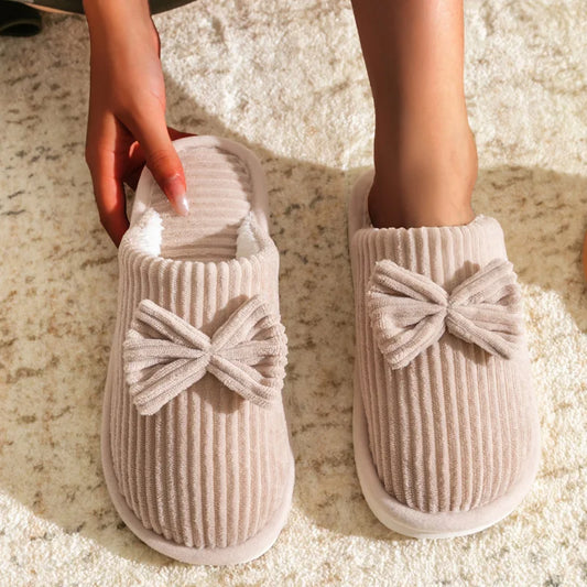 Corduroy Bow Slippers