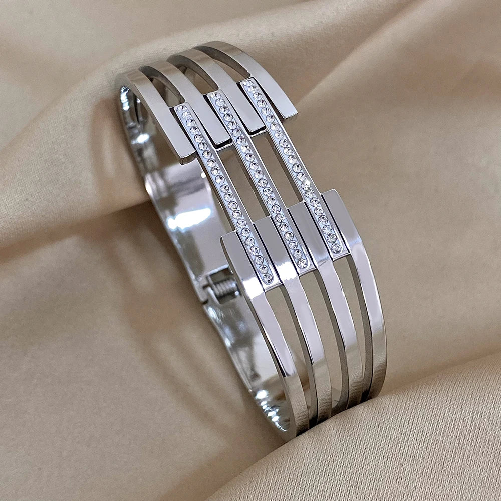 Chunky Rhinestone Bangle Bracelet