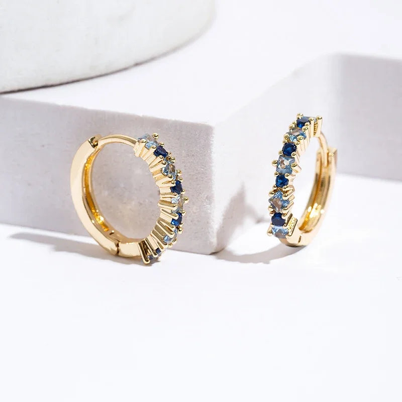 Luxury Stone Hoop Earrings 