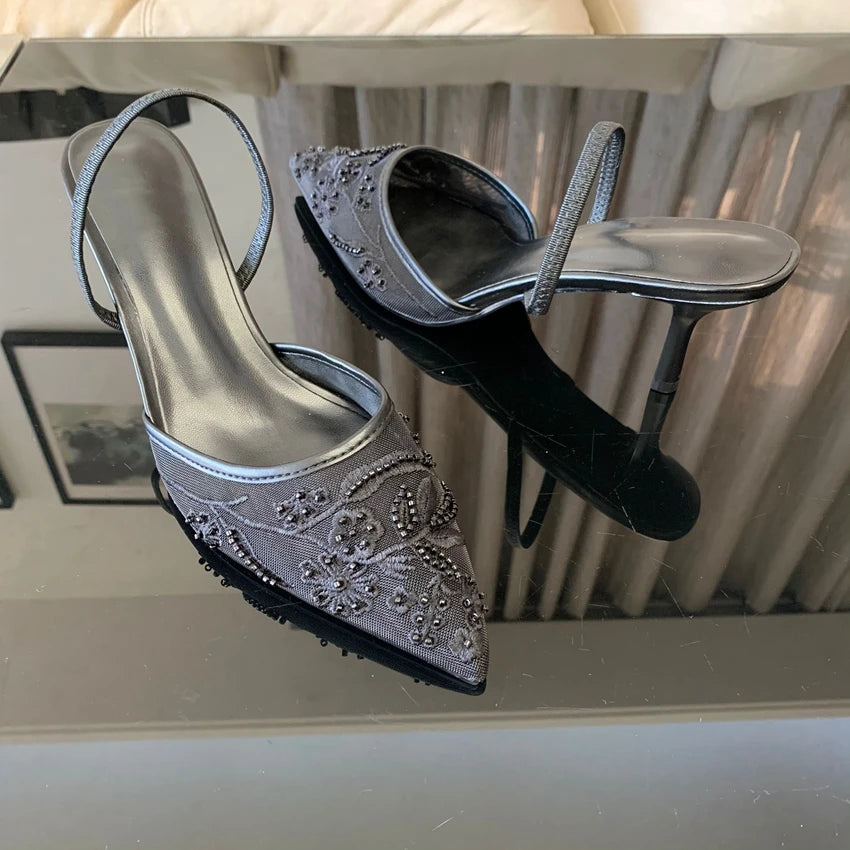 Elegant Floral Slingback Heels