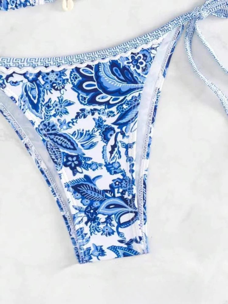 Printed Bikini with Ties 