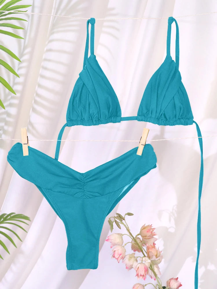 Solid Color Bikini Set 
