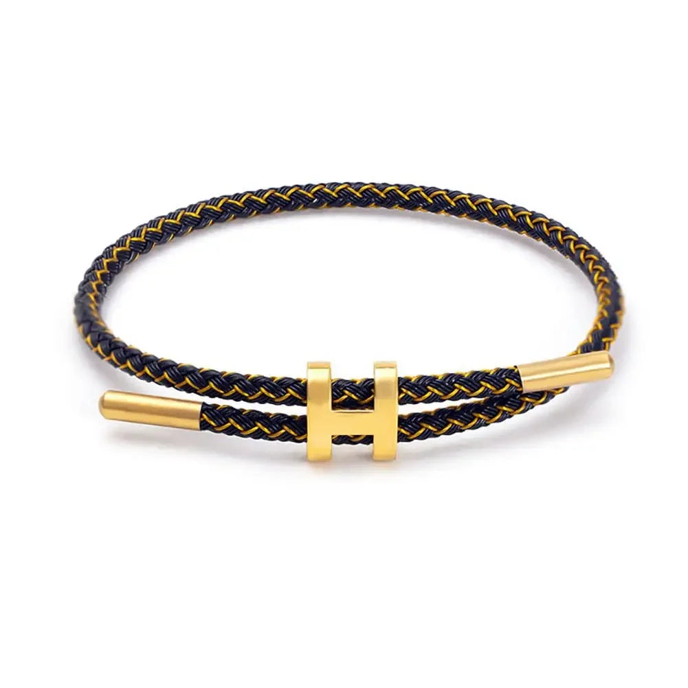 Braided Cord "H" Buckle Bracelet