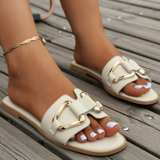 Buckle Accent Flat Sandals