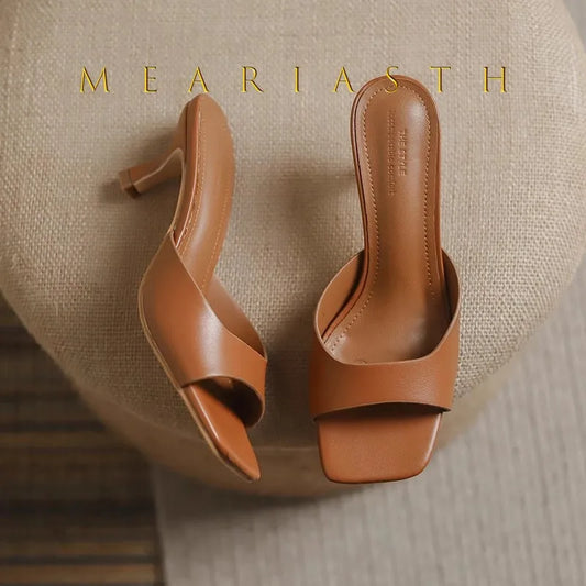 Square-Toe Kitten Heel Mules