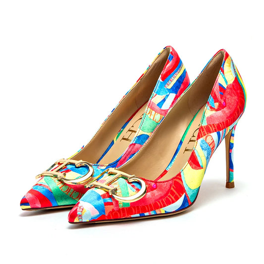 Pointed Toe High Heels with Metal Buckle