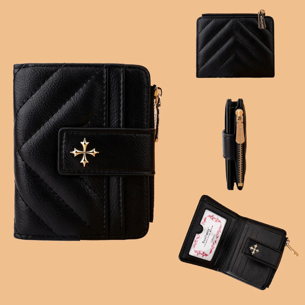 Quilted Emblem Mini Wallet