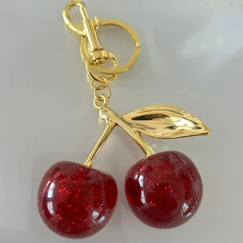 Red Cherry Pendant Keychain 