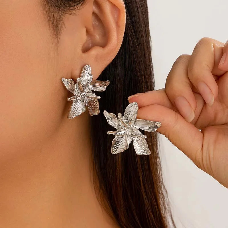 Textured Floral Statement Earrings
