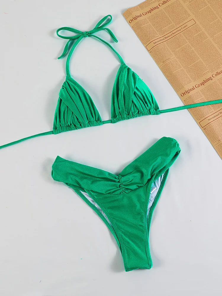 Solid Color Bikini Set 