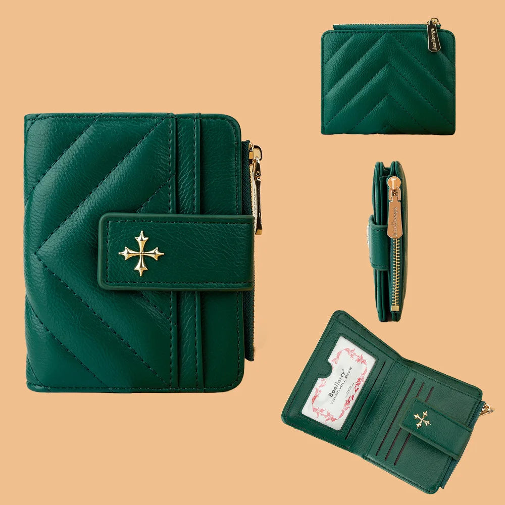 Quilted Emblem Mini Wallet