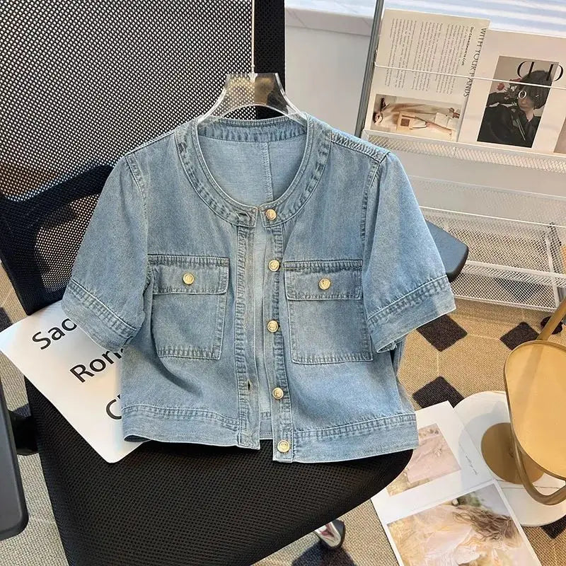 Streetwear Women’s Denim Cropped Jacket 