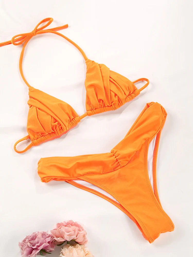 Solid Color Bikini Set 
