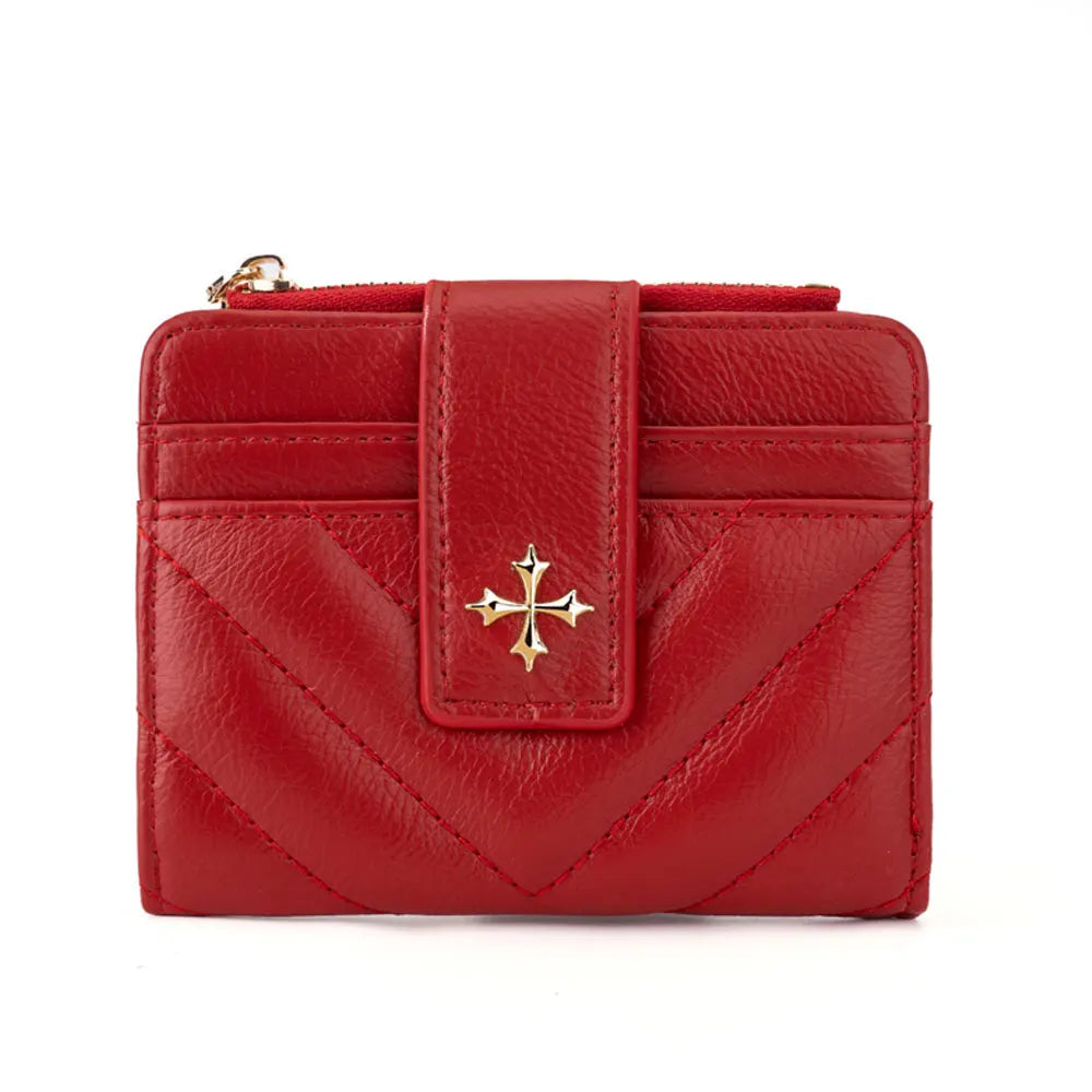 Quilted Emblem Mini Wallet