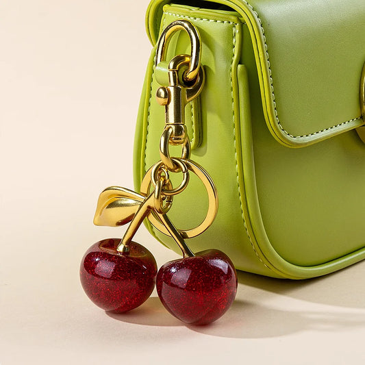 Red Cherry Pendant Keychain 