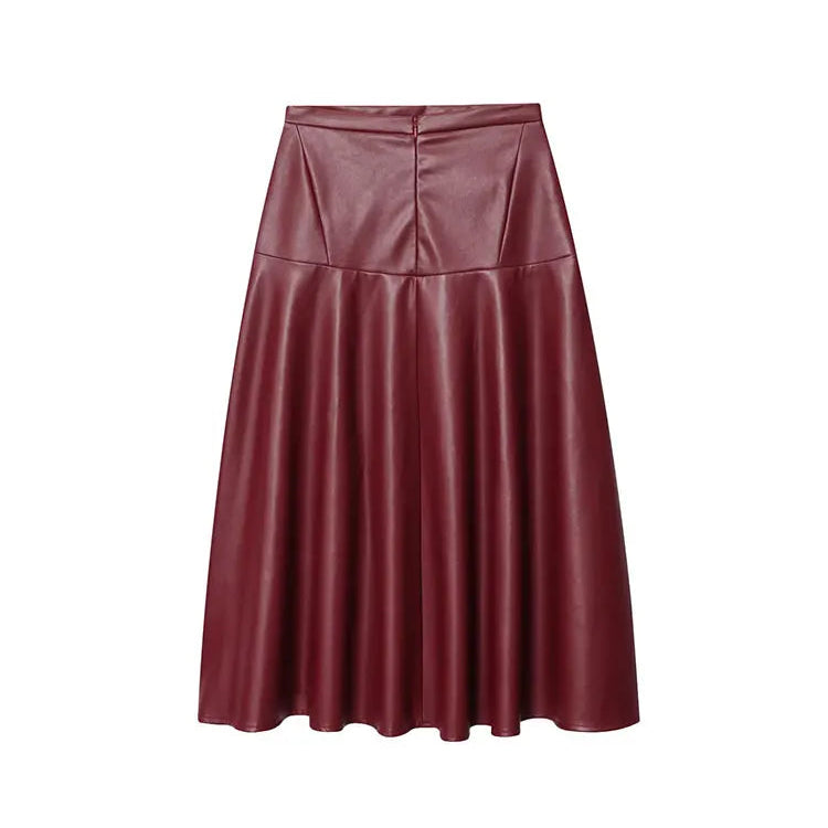 PU Leather Skirt Fashion Long 