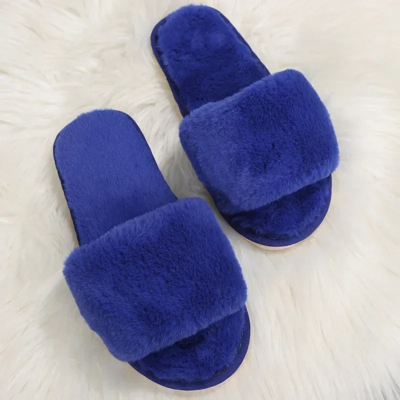 Plush Open-Toe Slippers
