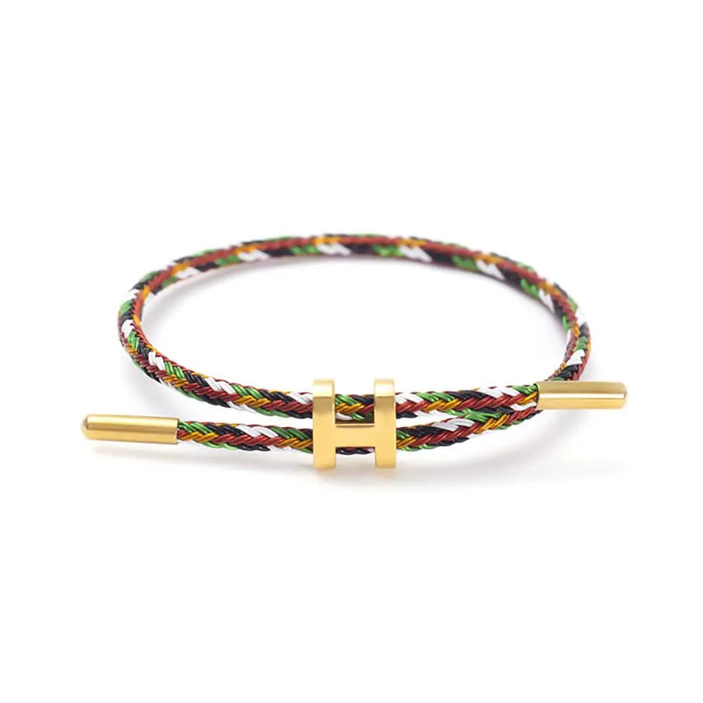 Braided Cord "H" Buckle Bracelet