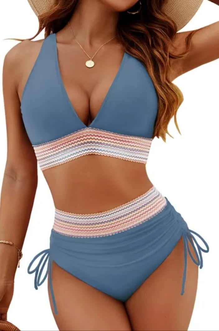 Women Textured Bikini High Waist 