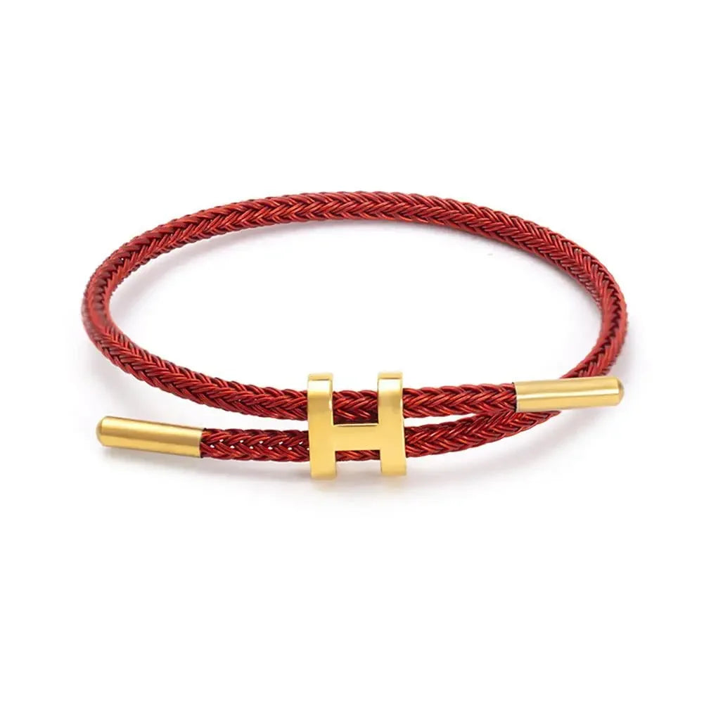 Braided Cord "H" Buckle Bracelet