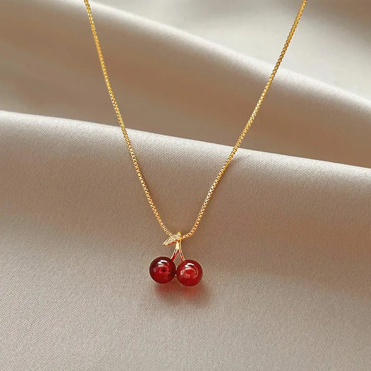 Delicate Cherry Charm Necklace