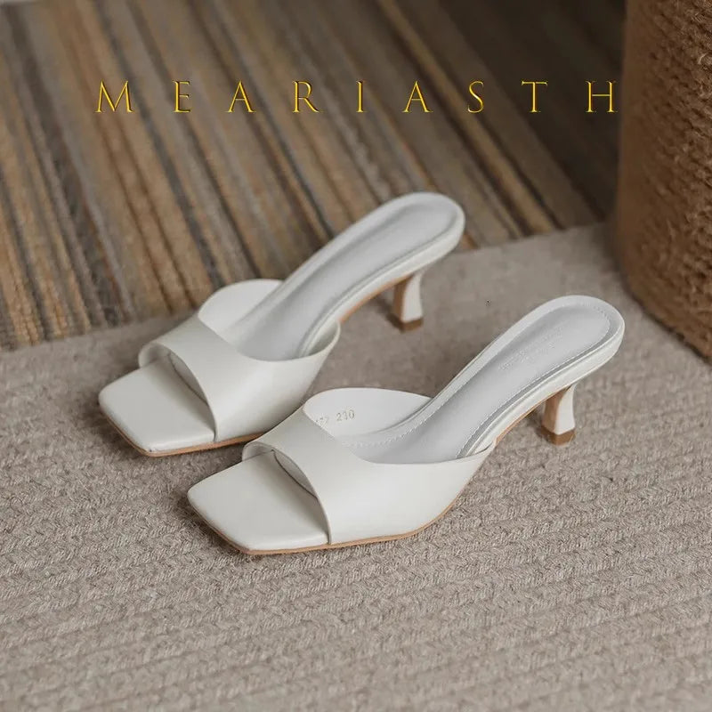 Square-Toe Kitten Heel Mules