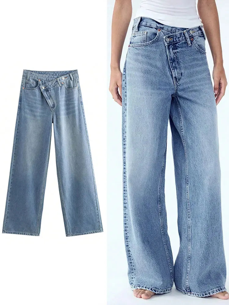 Asymmetrical Waistband Wide-Leg
