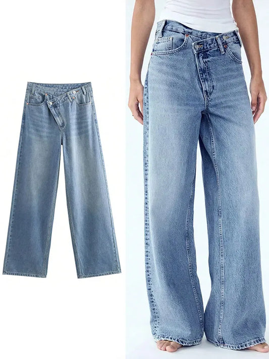 Asymmetrical Waistband Wide-Leg