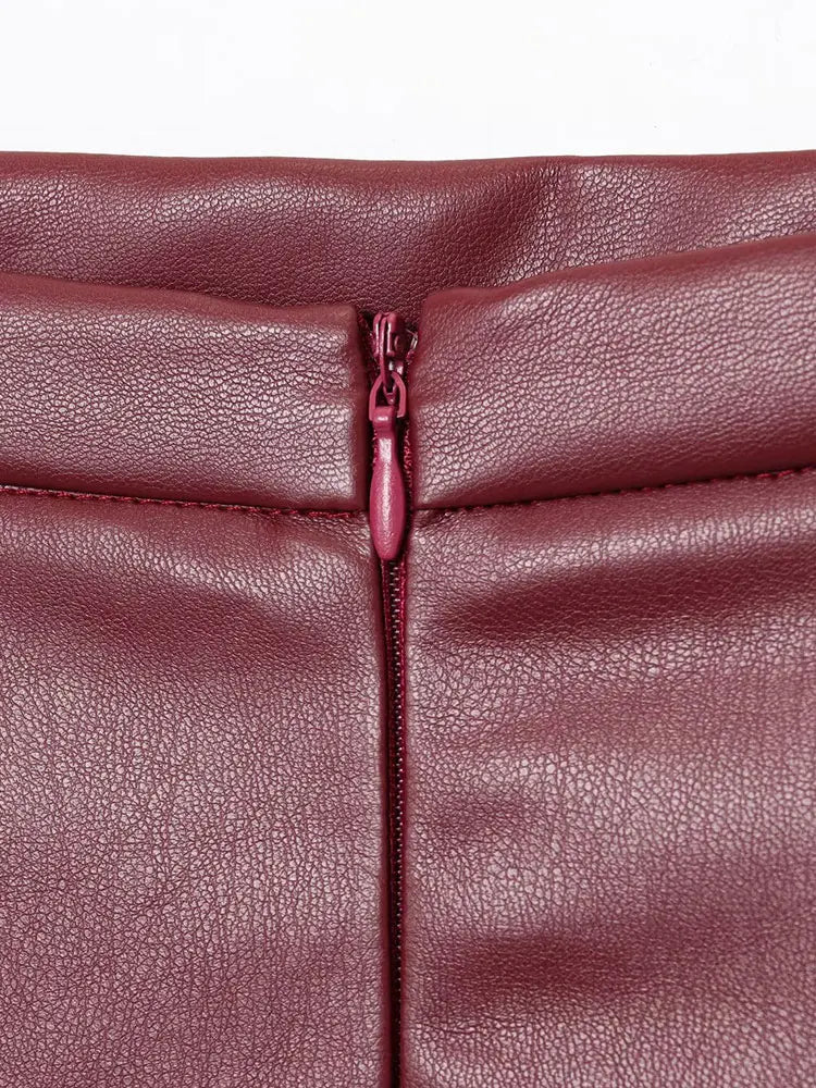 PU Leather Skirt Fashion Long 