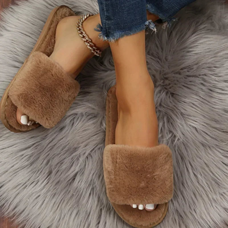 Plush Open-Toe Slippers