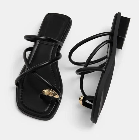 Wrapped Strap Toe-Ring Sandals