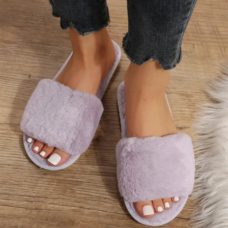 Plush Open-Toe Slippers