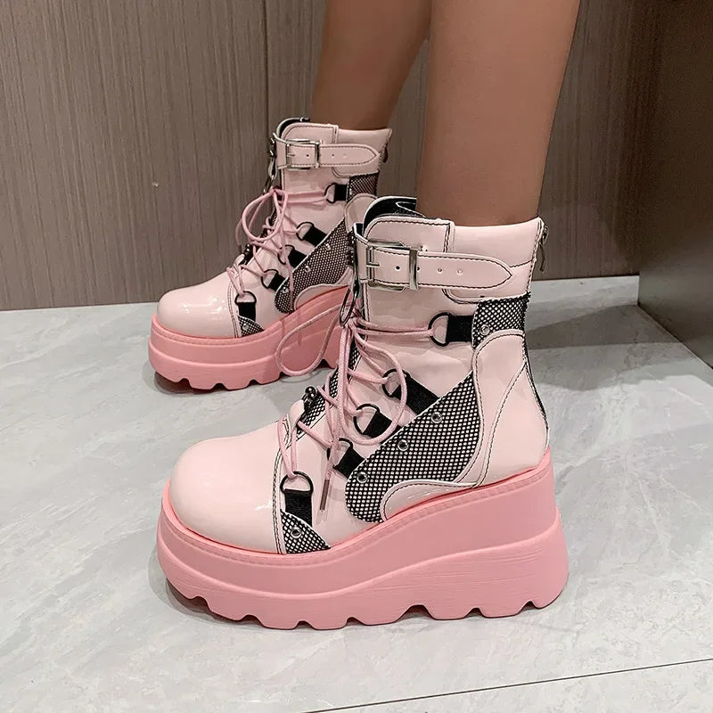 Punk-Gothic Platform Ankle Boots