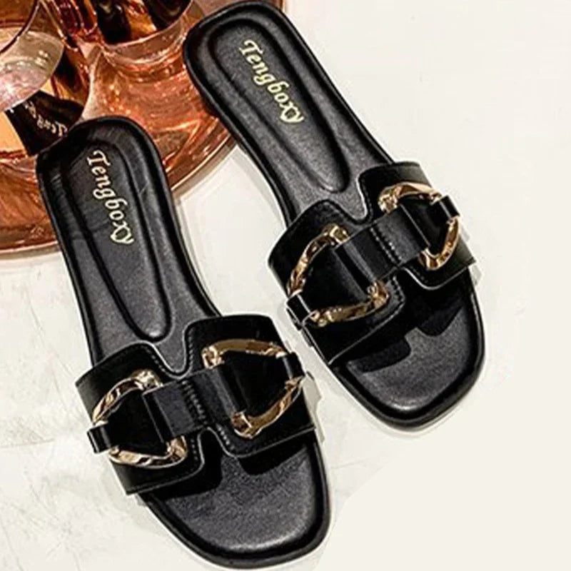 Buckle Accent Flat Sandals