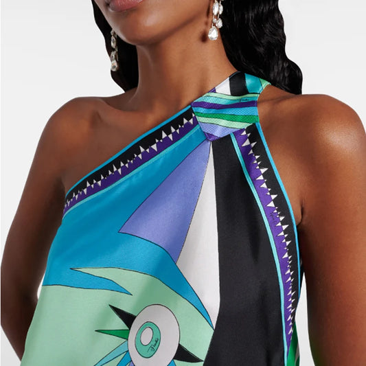 Asymmetrical Satin Dress 